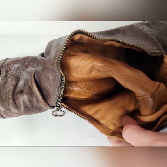 FIORENTINI+BAKER Brown Leather Tall Boots Zip Up Back and Zip Side sz 8 -7.5 8.5 - Picture 14 of 14